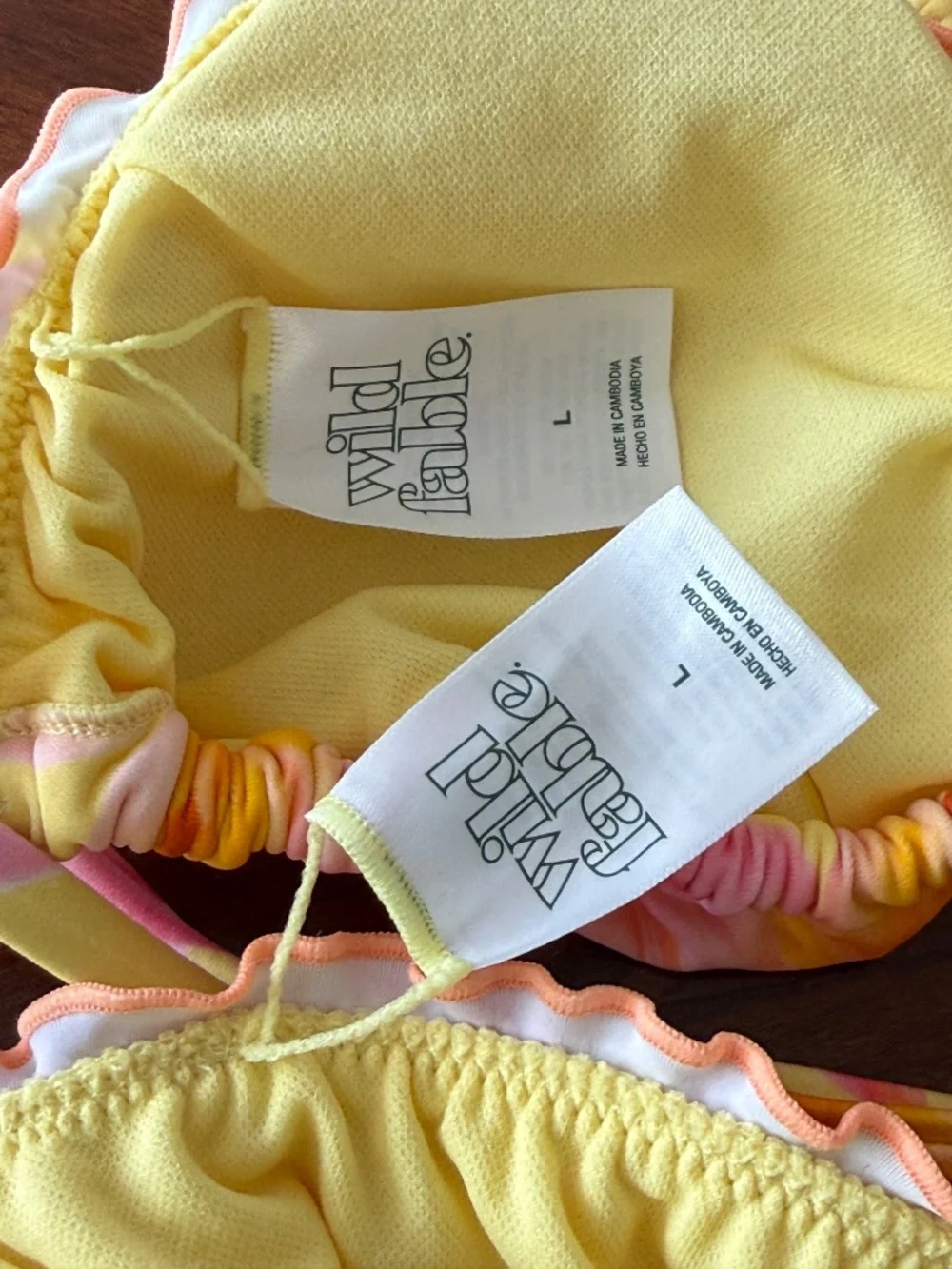NWOT Wild Fable Ruffle Bikini Set, Pink and Yellow Floral, L - Picture 4 of 4